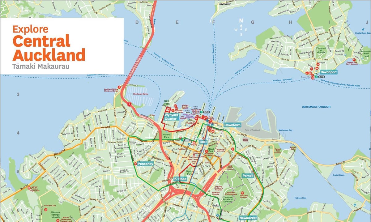 mapa de Auckland, nz