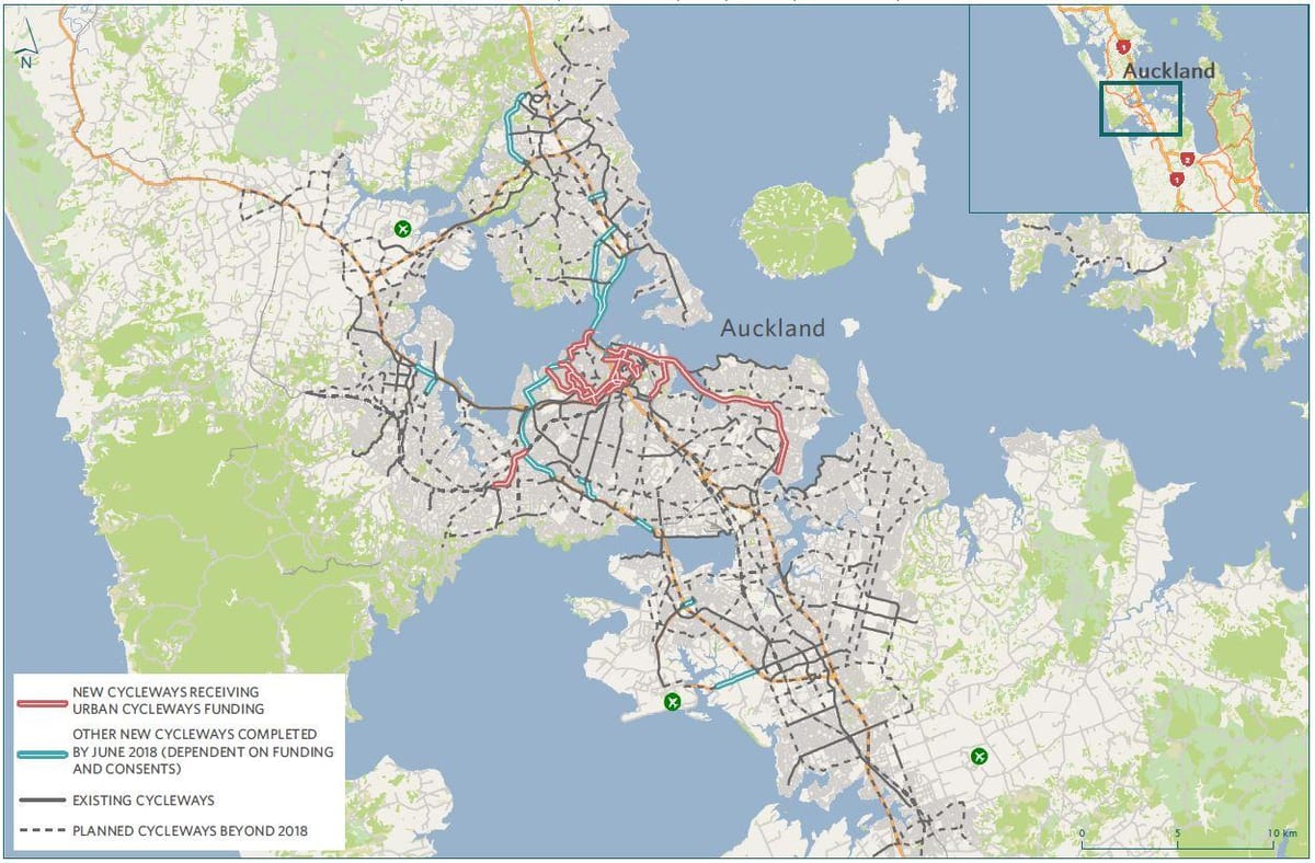 mapa da ciclovia mapa de Auckland