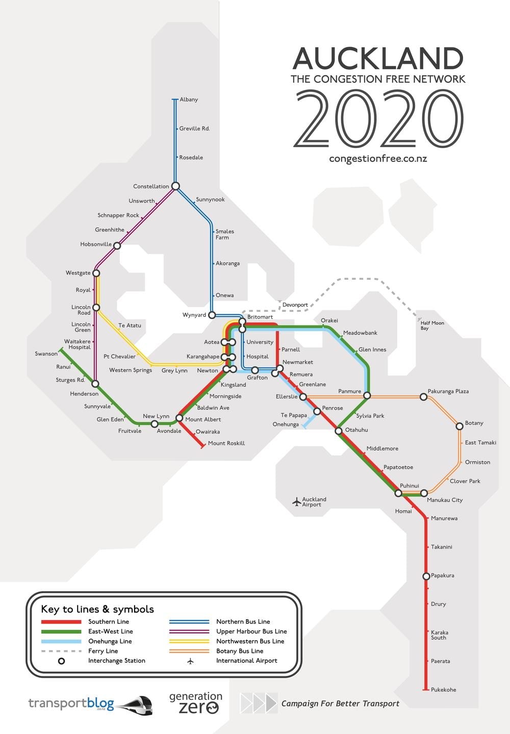 trem mapa de Auckland