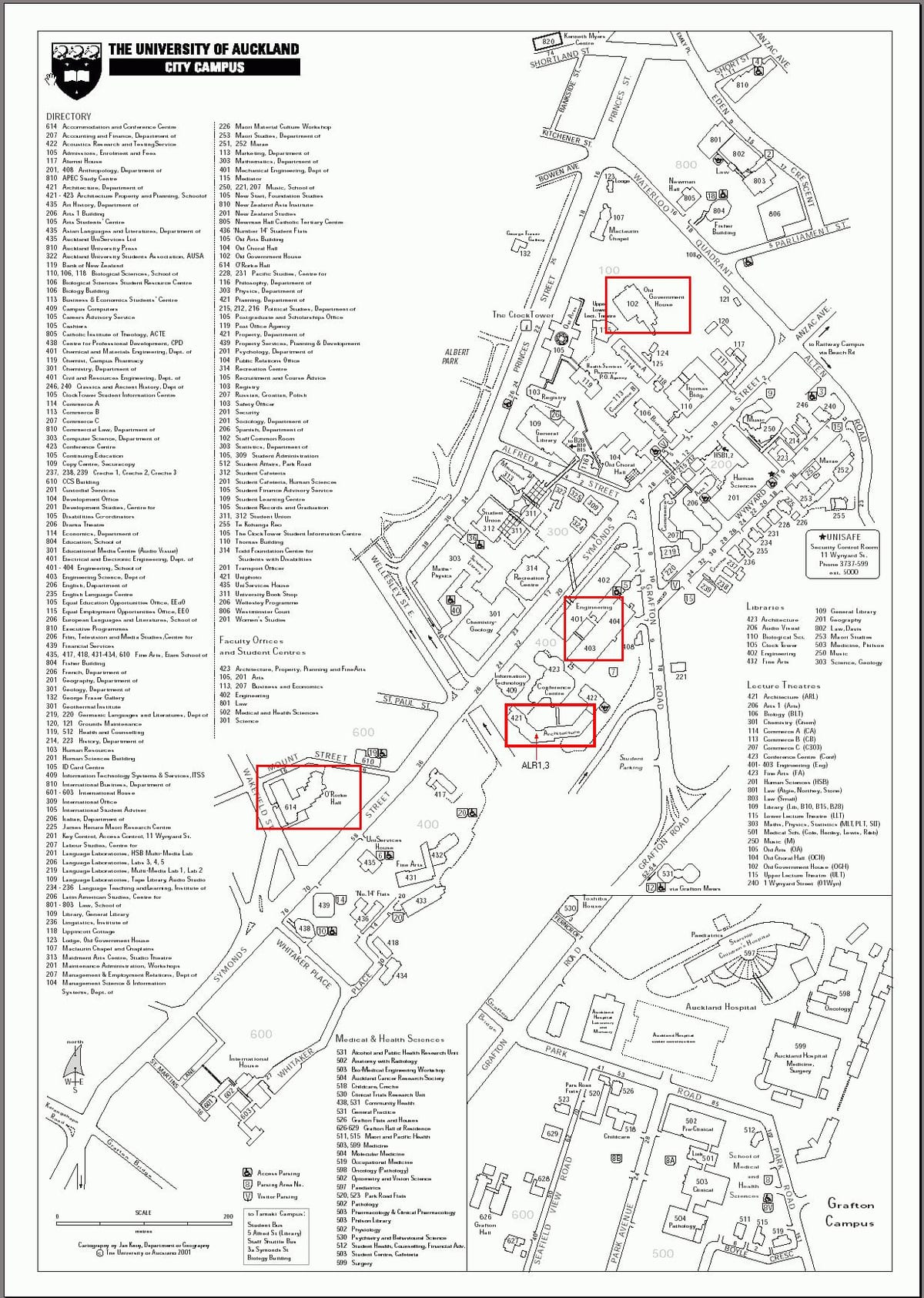 universidade de Auckland mapa