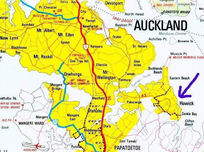 mapa de Auckland.