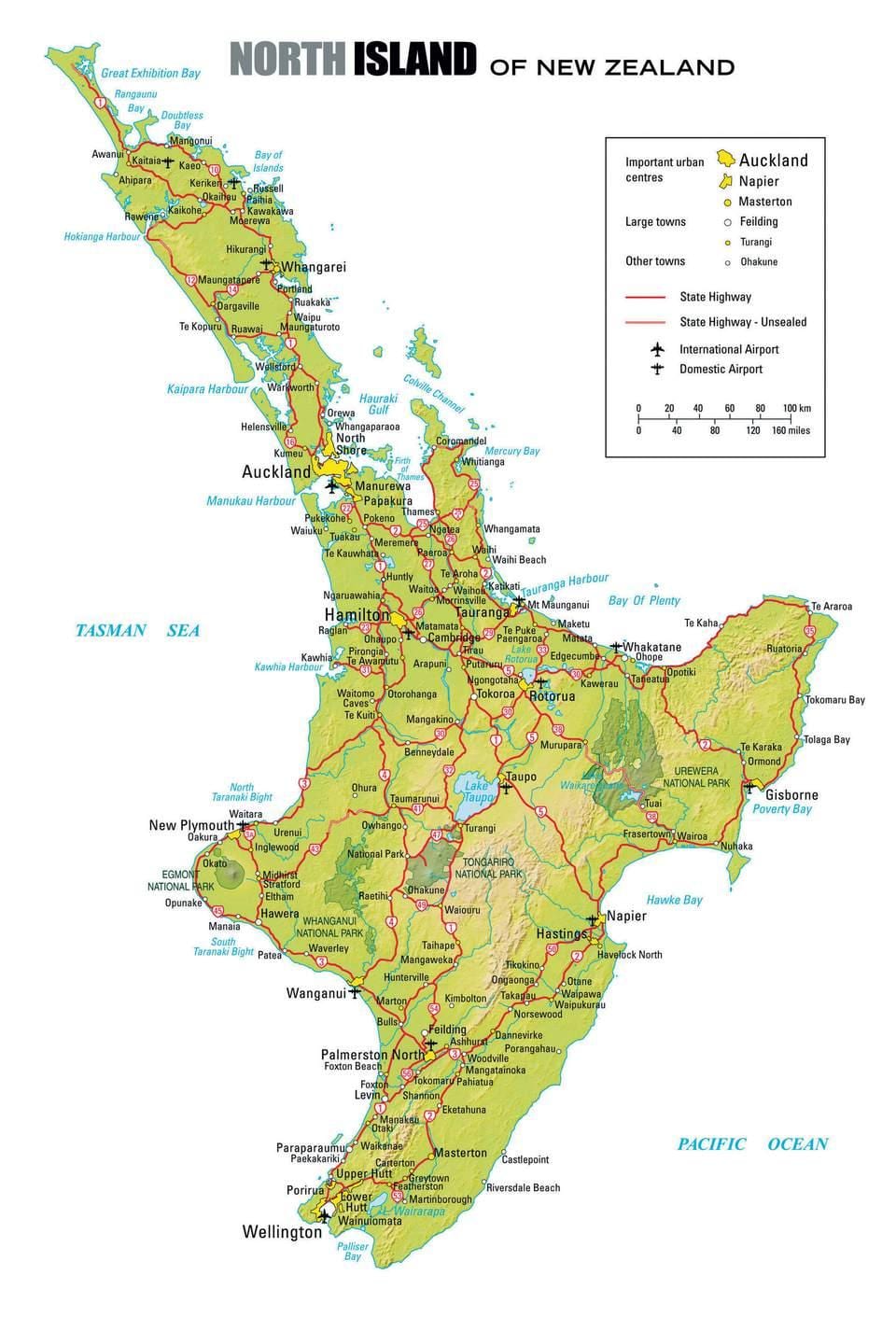 mapa da ilha norte da Nova Zelândia
