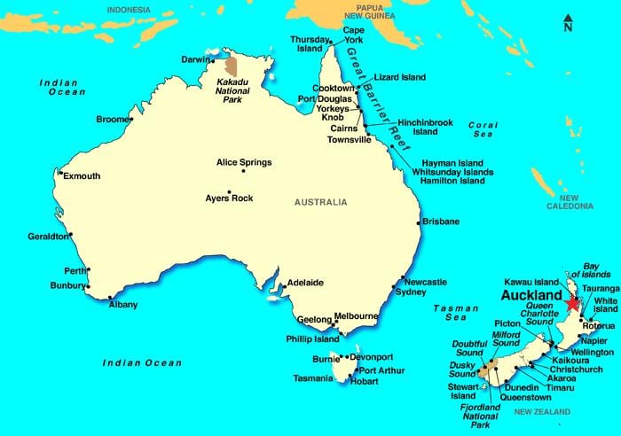 Auckland no mapa