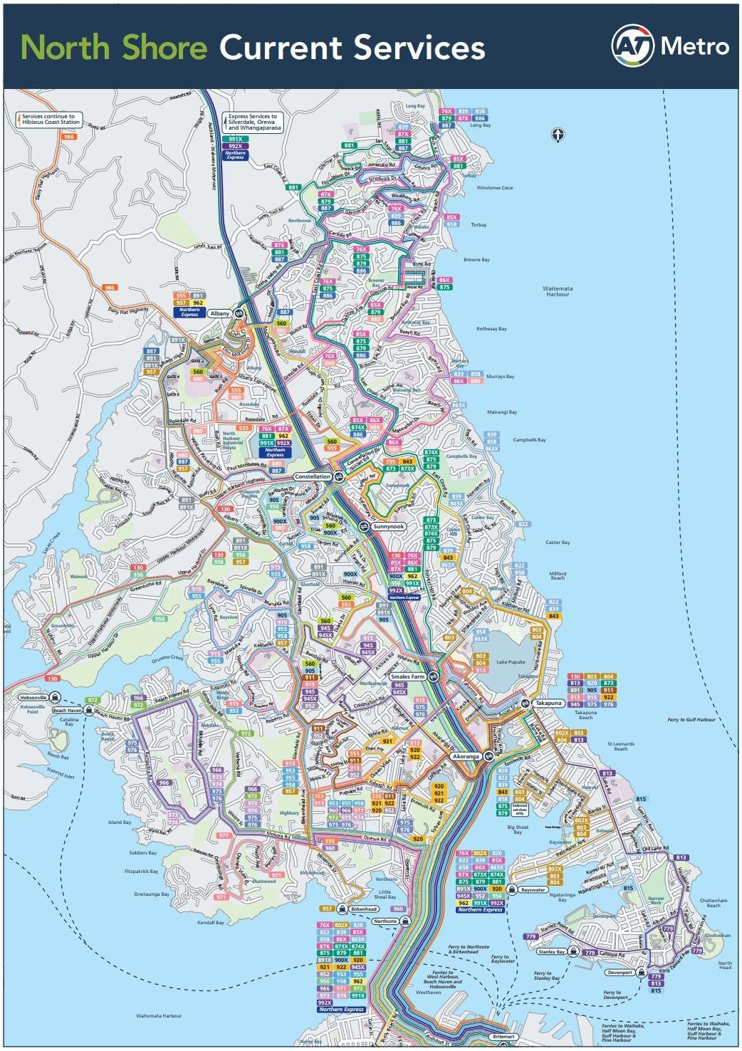 mapa de north shore, Auckland