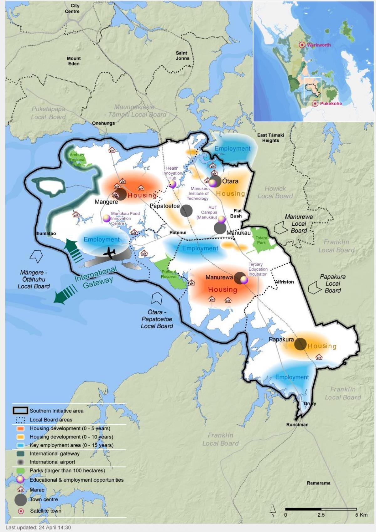 mapa do sul de Auckland