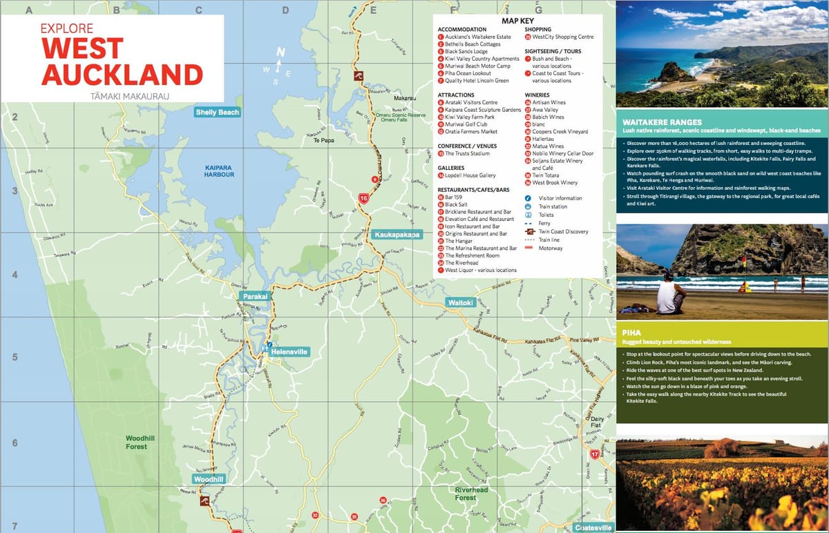 mapa de west Auckland