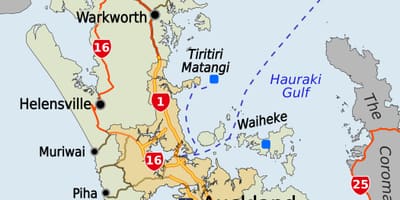 Mapa da região de Auckland