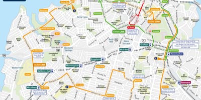 Auckland ônibus mapa de rotas