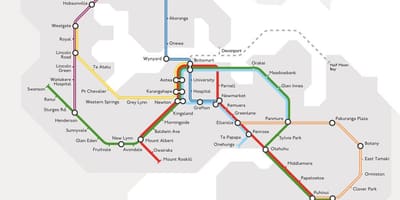 Trem mapa de Auckland