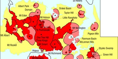 Auckland vulcões mapa
